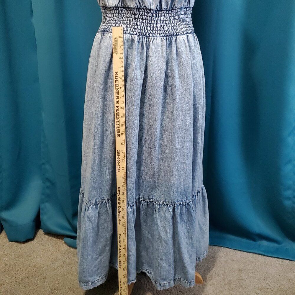 Sexy INC Flutter Sleeve Denim Western Cotton & Linen Dress| Cocktail Party - 10 - Picture 5 of 7